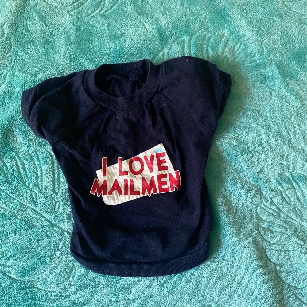 XS I Love Mailmen dog T-shirt Navy Blue